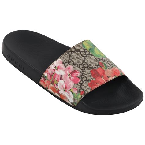 gucci slides aqua floral|floral gucci slides women.